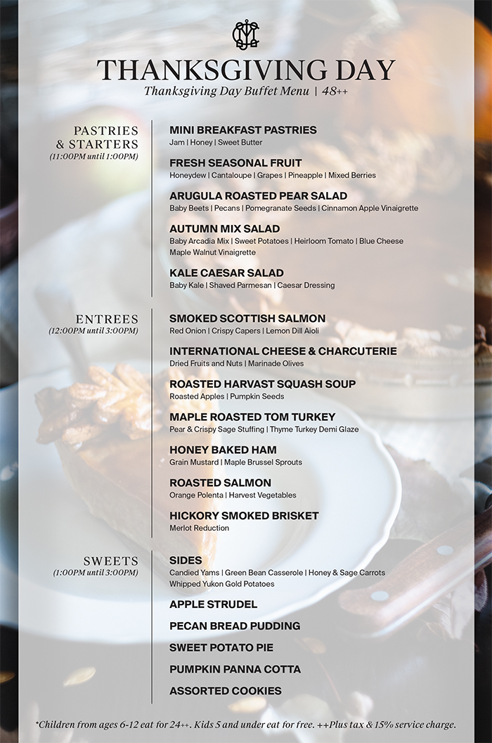 Thanksgiving Day Buffet Menu